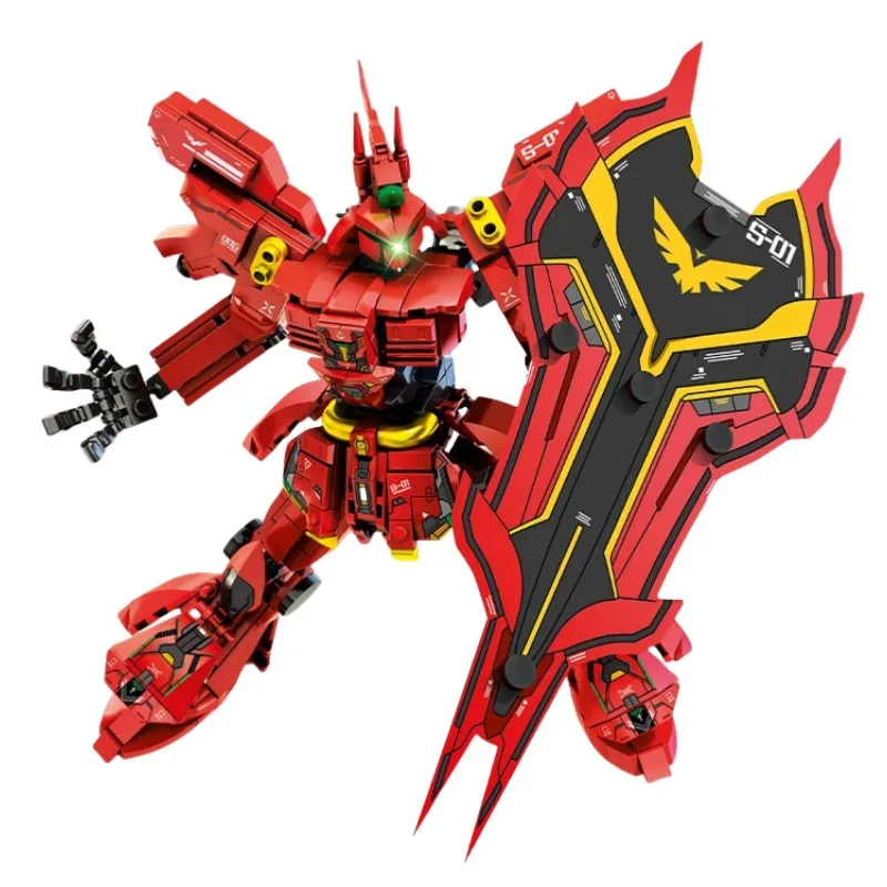 

Новый робот Red War Mech, строительные блоки, сборная модель, мультяшный аниме-орнамент, детская головоломка, игрушка, праздничная подарочная коллекция