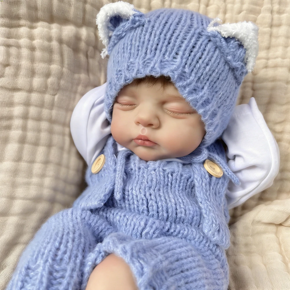 BZDOLL 48cm 19インチ 眠っているリボーンドール 3Dスキン ベビー人形 おもちゃ 本物そっくりのビニール製手足 布製ボディ リアルな外観の人形 手作り