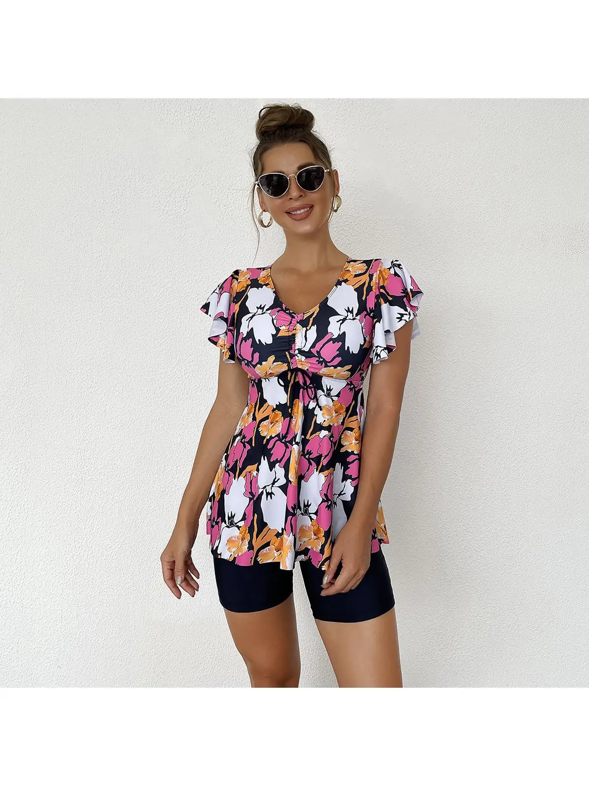 جديد المرأة Tankini ملابس السباحة الأزهار طباعة بيكيني التستر بوت الرياضة Fitn ملابس السباحة مادة البوليستر #5