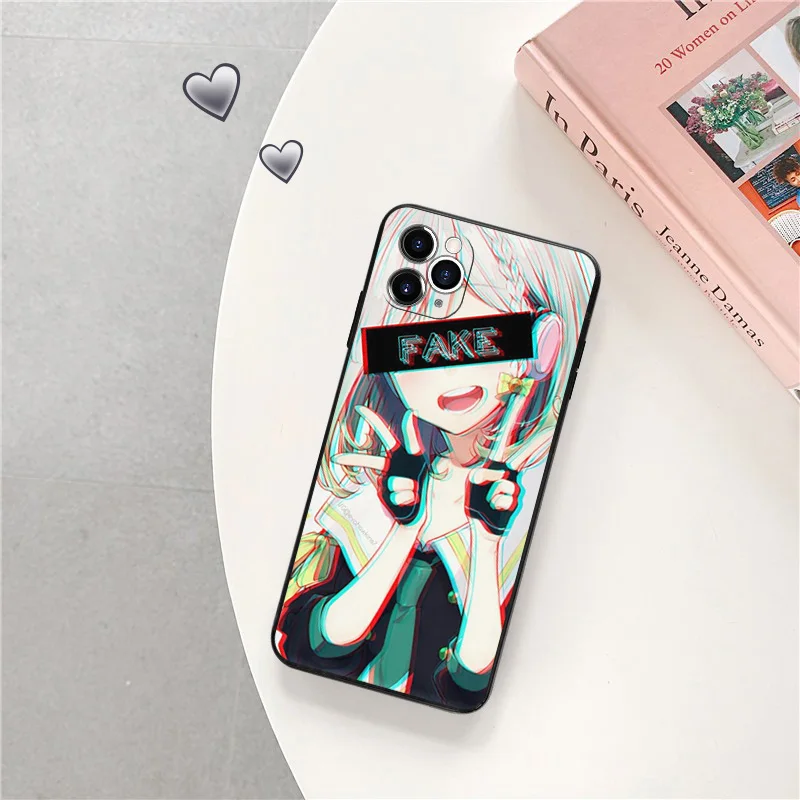 Black Matte Phone Case for iphone 16Pro 15 14 13 12 Mini 11 16 Pro Max 7 8 Plus X XS XR LEWD Vaporwave Girl Anime Soft Cover