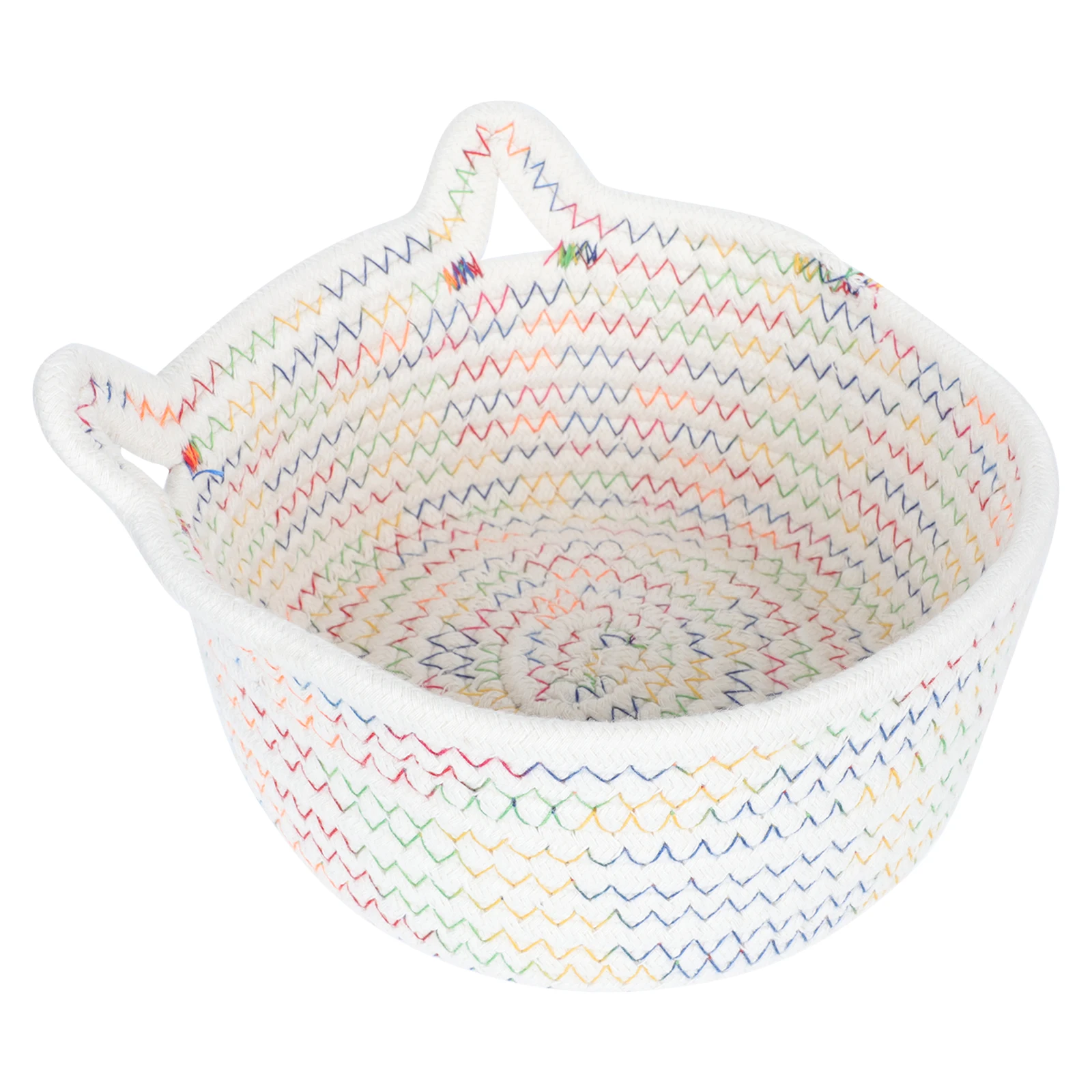 

Organize Cat Ear Storage Basket Home Decor Multifunction Weaving White Cotton Rope Woven