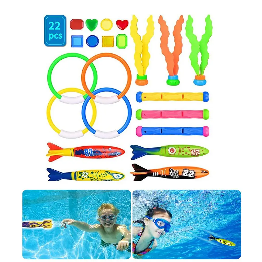 

22 piece Diving Pool Toys for Kids, Underwater Swim Toys Set Swimming Pool Game