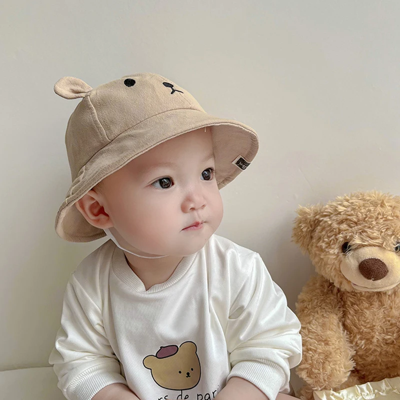 Cartoon Baby Hats for Girls Cute Bear with Ears Hat Baby Infant Fisherman Cap Children Bucket Hats for Toddler Newborn Hats Kids