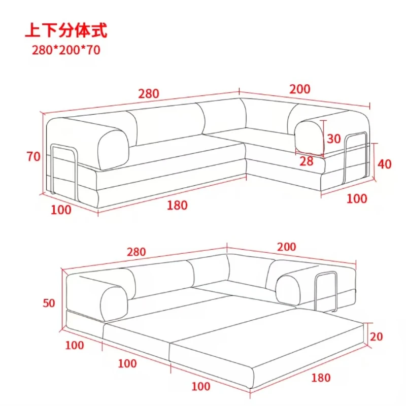 أريكة ضغط مفرغة، أريكة مباشرة لغرفة المعيشة، أريكة متعددة الوظائف ومتعددة الاستخدامات، 5 أقواس، قابلة للتخصيص #5