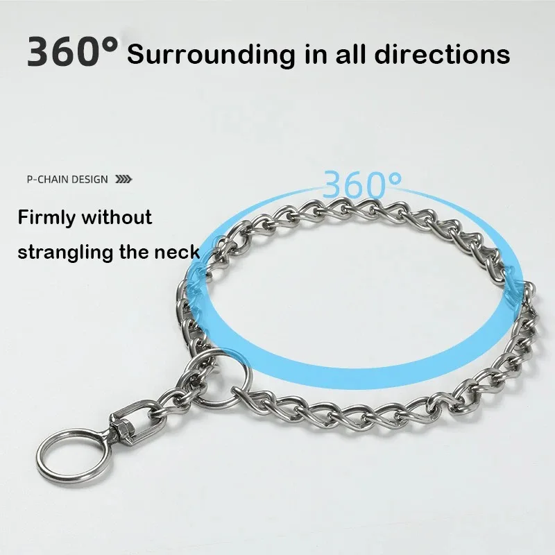 Explosion proof stainless steel P-chain double ring dog chain metal collar collar collar training dog chain pet collar