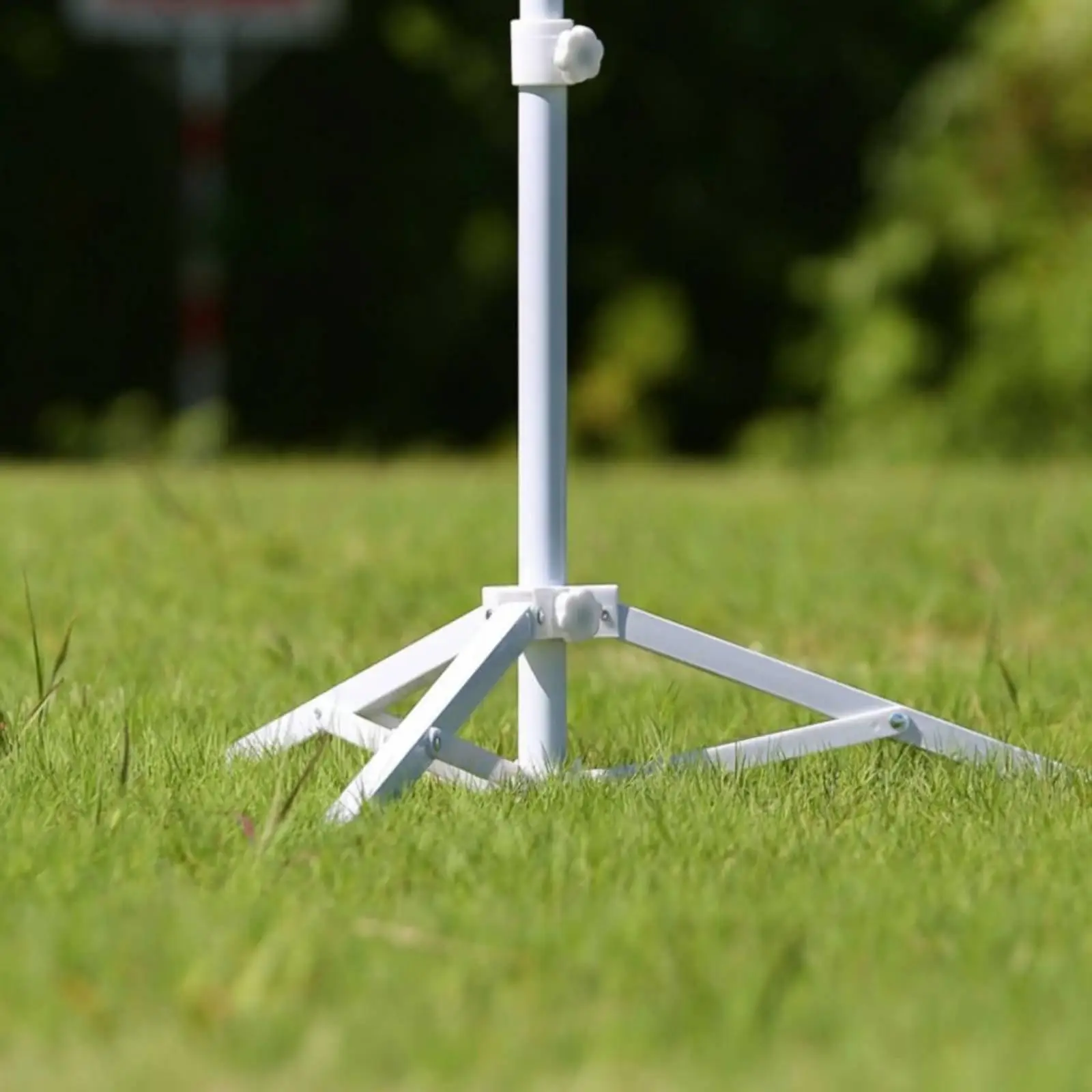 Folding Stand Secure White Finish Tripod Parasol Stand Portable Outdoor Umbrella Accessory for Picnic Camping