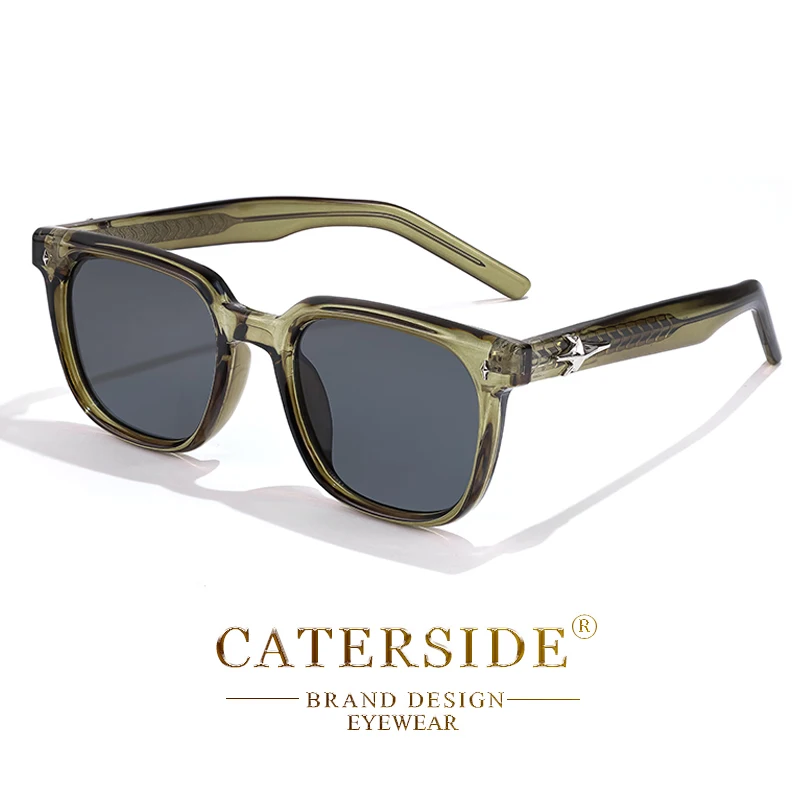 CATERSIDE Trend Square Man Sunglasses Large Frame Sun Glasses Party Travel Beach Eyewear Ideal Choice for Gifts UV400