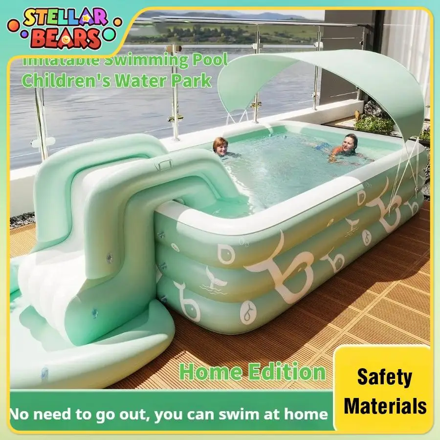 

Inflatable Pool Indoor Outdoor Large Folding Swimming Pool with Sunshade Slide Family Adult Baby Party Pools Toys for Children