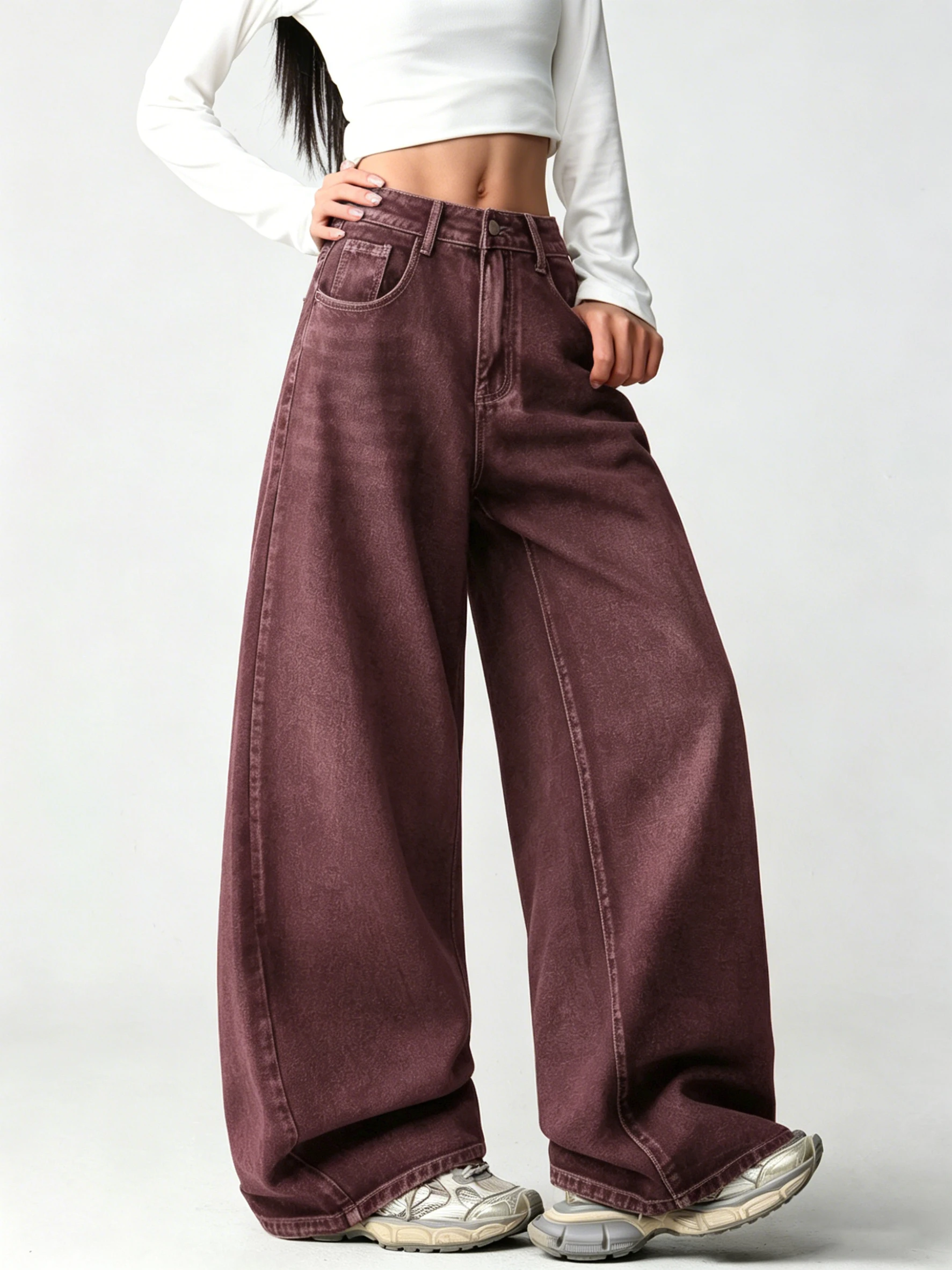 Plus Size Girls Spring Autumn Mid Waist Wide Leg Y2K Jeans Heavy Wing Embroidery Washed Soft Denim Hip Hop Pants
