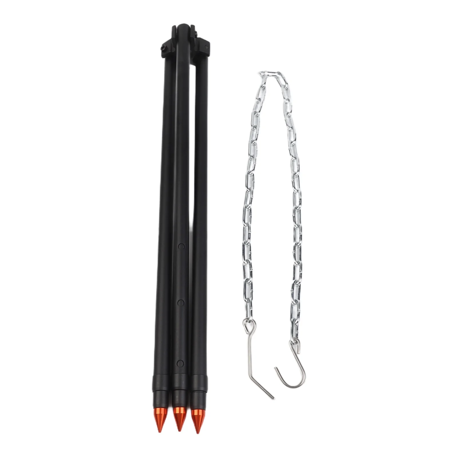 

Portable Campfire For cooking Tripod with Adjustable Height and Chain Length Featuring Strong Toenails for Secure Soil Grip