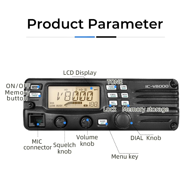 วิทยุสื่อสารระยะไกล 5000 กม. คู่ รับ-ส่งวิทยุ 10 กม. 207 ช่องสัญญาณ วิทยุเคลื่อนที่ สำหรับการสื่อสารทางทะเล รุ่น IC V8000