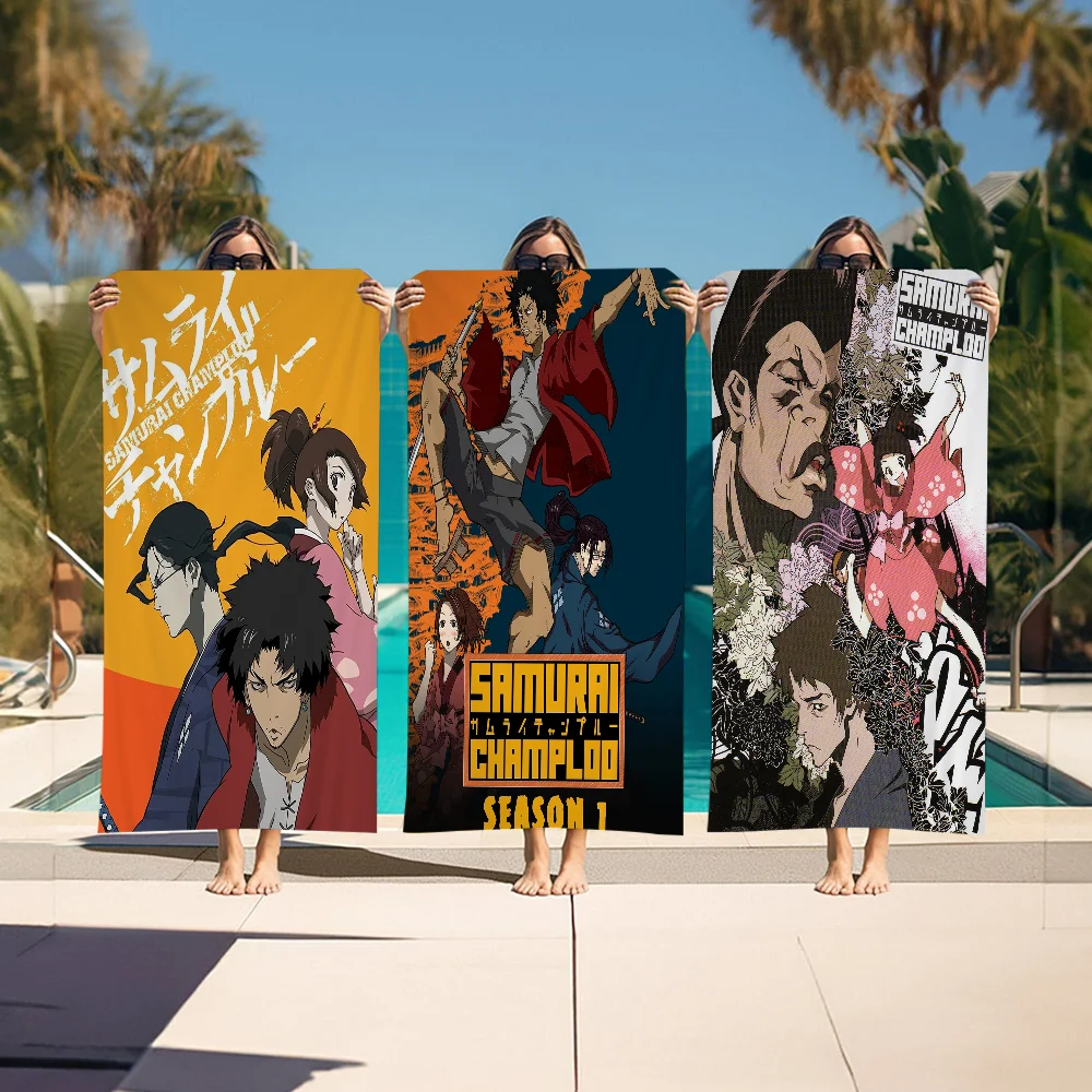 

Samurai Champloo Microfiber Blanket Quick Drying Beach Towels Oversized Printing Super Absorbent Pool Towel Blanket