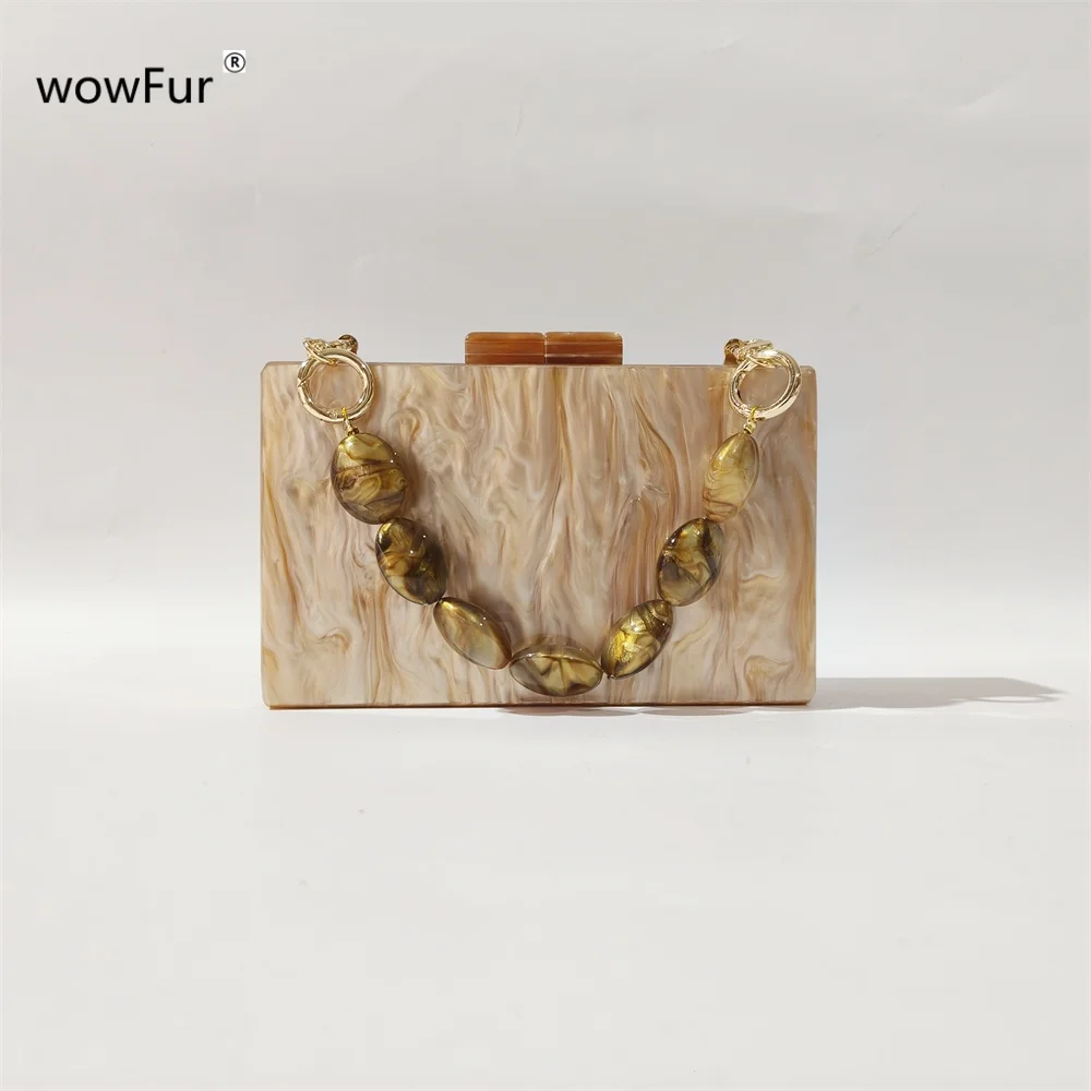 Marble Pearl Brown acrilico Box frizioni borsa a tracolla da donna estate Versatile piccola Mini borsa e borsa borsa da viaggio femminile con patta
