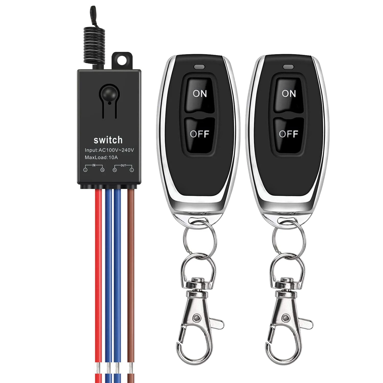 AC 110V 220V 1CH RF 10A Relay 433Mhz Remote Control Wireless Switch Receiver and 2CH Transmitter For Car,Motor,Lamps,LED Lights,