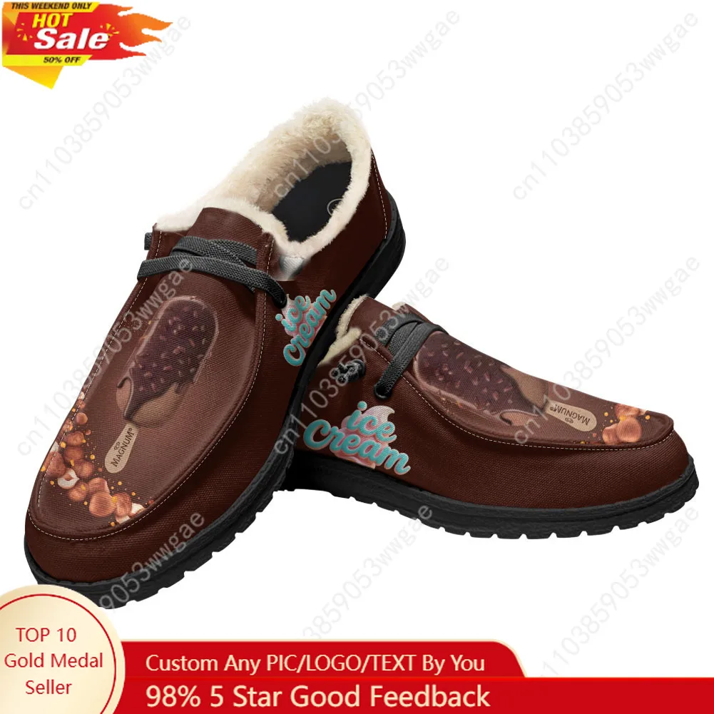 

Ice Cream Velvet Flat Shoes Man Women Fashion Warm Casual Shoe Indoor Outdoor Light Shoe Couple Durable Customized Couple Shoes