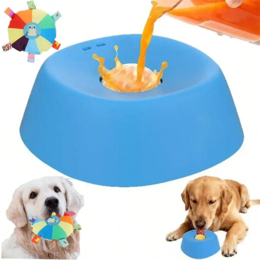 1 Pet Toy And 1 Pet Wan Combination Set Slow Feeder Dog Bowls For Liquid Tread,Dog Lick Bowl For Bone Broth,Yogurt,And Wet Dog Food,Dog Licking Toy For Large, Medium, And Small Dogs.
