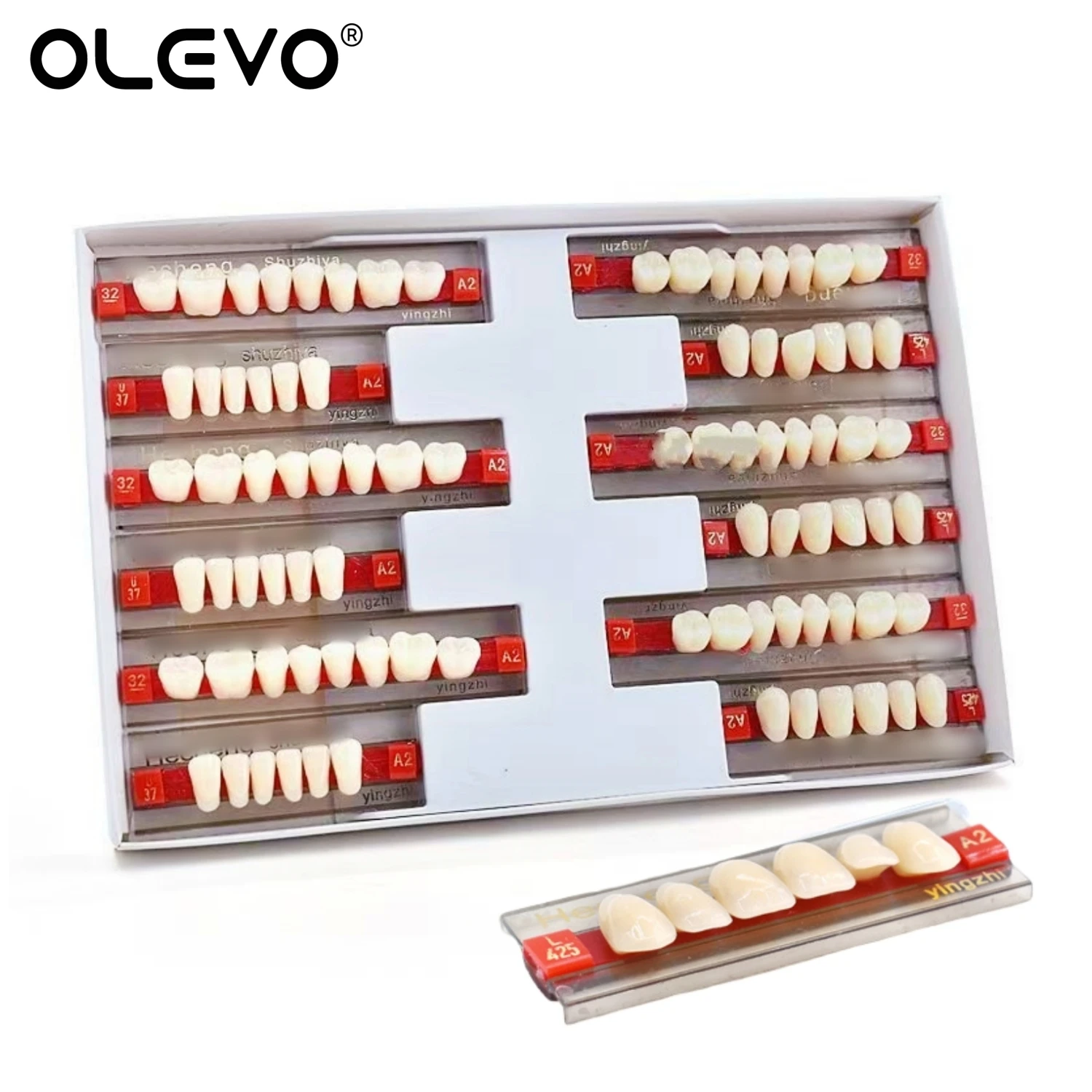 84 Teile/satz Dental Acryl Harz Falsche Zähne Prothese Set Voller Mund Oberen Vorderen Unteren Hinteren Zahn A1/A2/A3 S/M/L