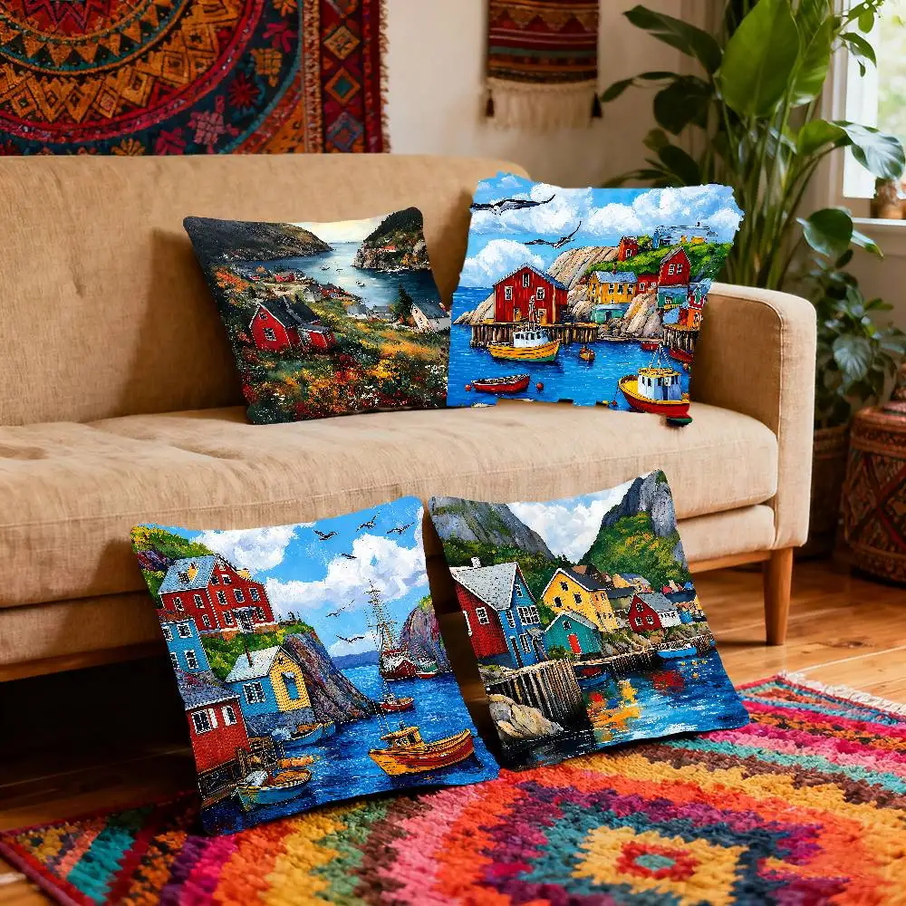 Newfoundland Nautical Mileage Pillow Case Pillow Cover Cushion Case For Sofa Couch Polyester Pillowcase For Fall Home Decor