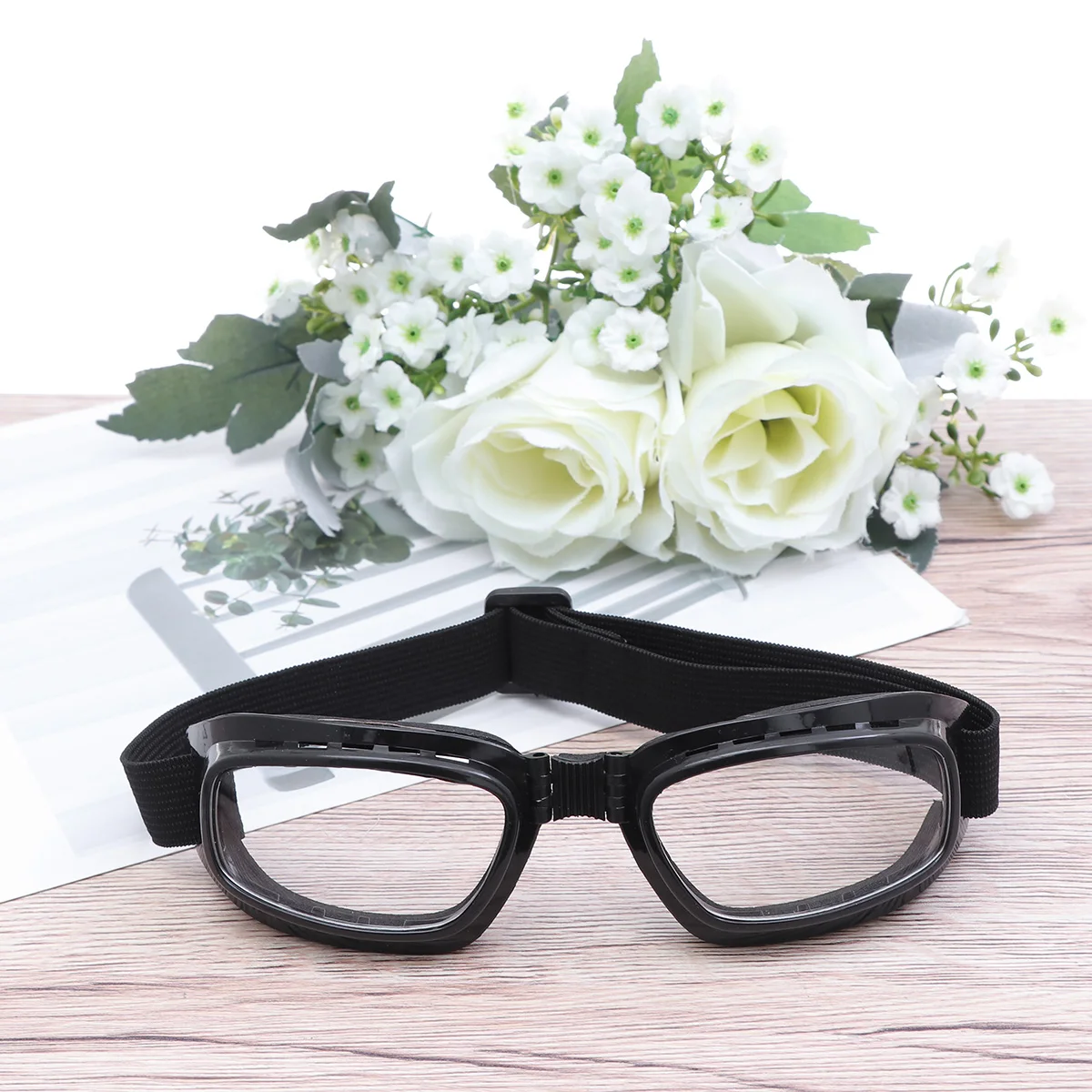 

Outdoor Snowboard Goggles Skiing Bike Motorcycle Cycling Protective Safety Goggles Glasses (Black Frame and Transparent Glass)