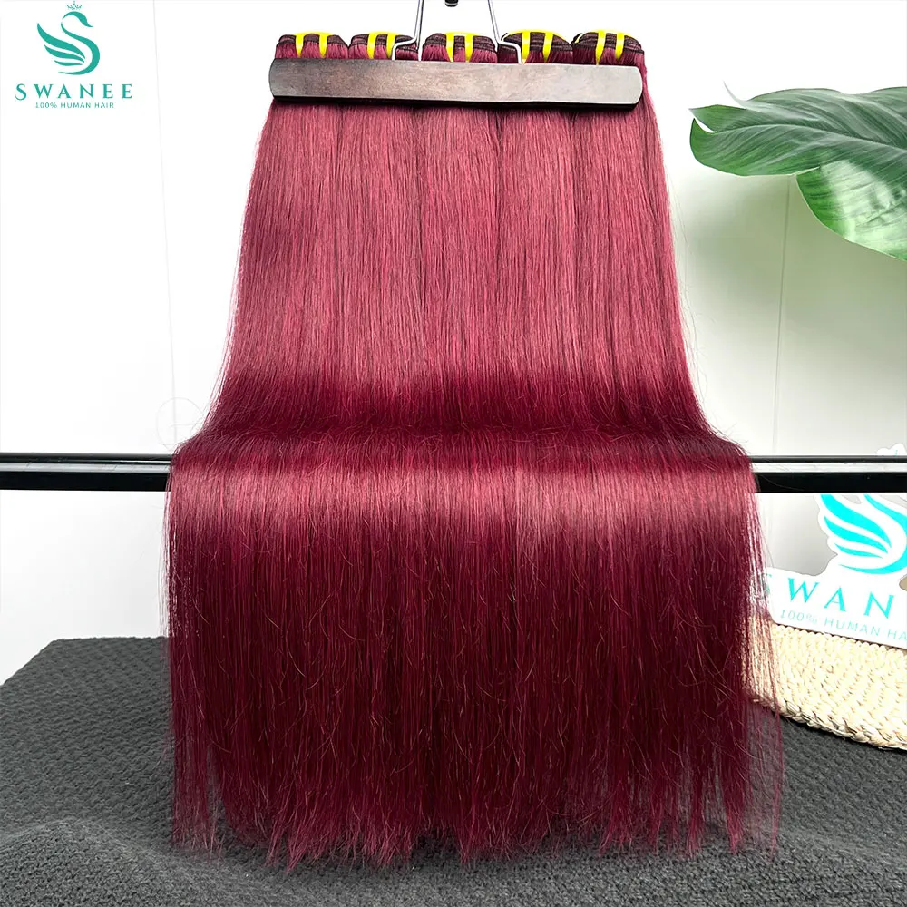 

99J Burgundy Straight Human Hair Bundles Red Color Vietnamese Hair 1/3 Bundles Virgin Hair Extensions 100G/PCS
