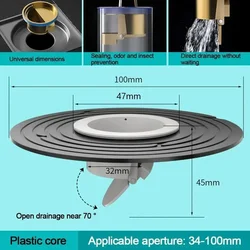 Floor Drain Core Shower Floor Strainer Cover Toilet Sewer Anti-odor Plug ABS No Smell Bathroom Toilet Sewer Shower Drain