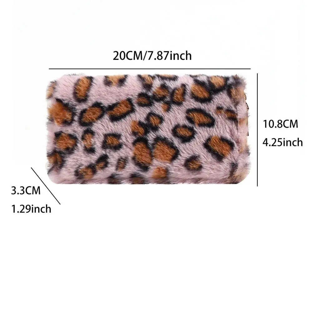 트렌드 플러시 제로 지갑 레오파드 프린트 다기능 카드 가방 휴대용 대용량 지갑