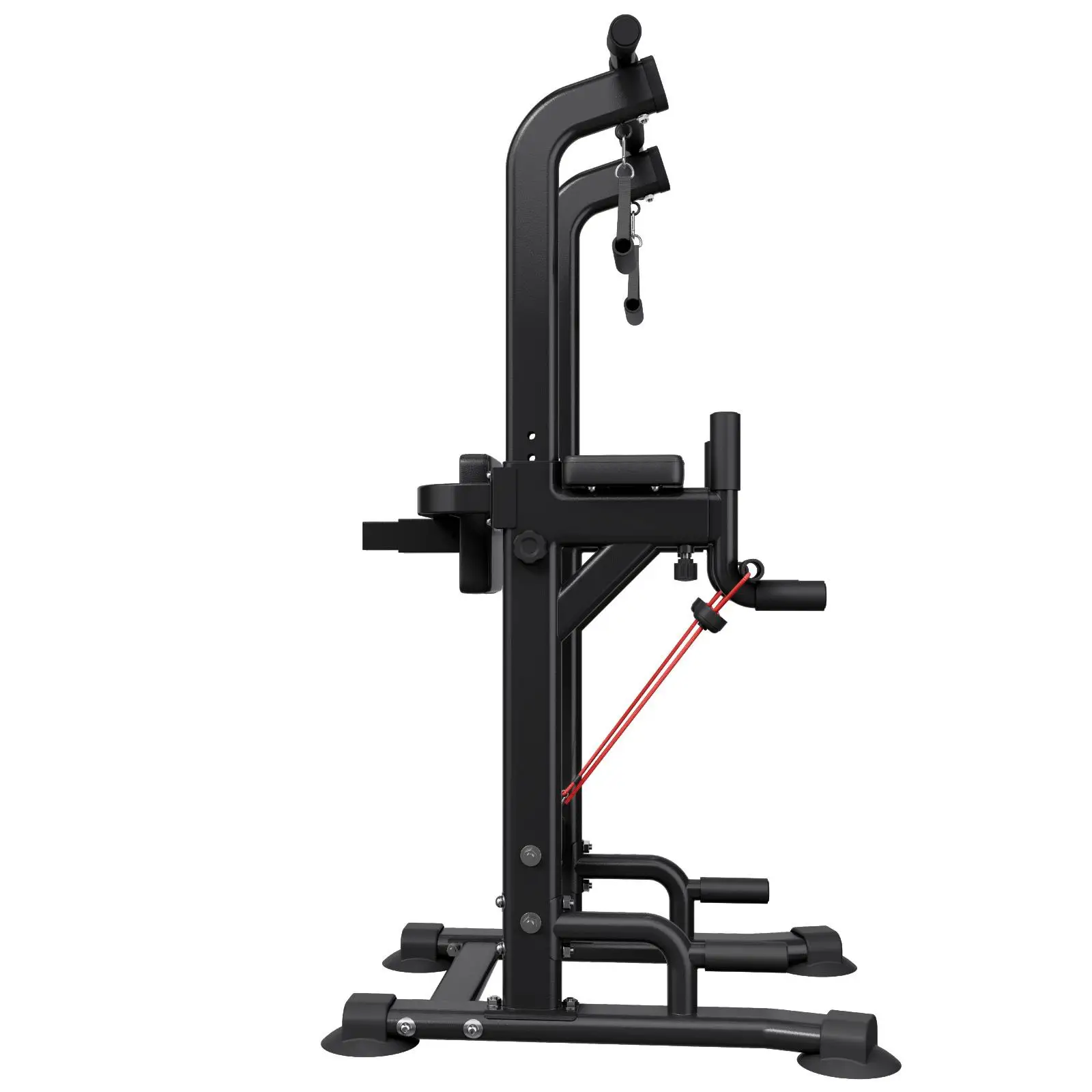 330 LBS Power Tower Dip Station Pull Up Bar with H Shaped Stable Base for back Pad 12 Level Adjustable Height Free Standing Chin Up Bar 4 Level Adjustable for back Pad for Home Workout