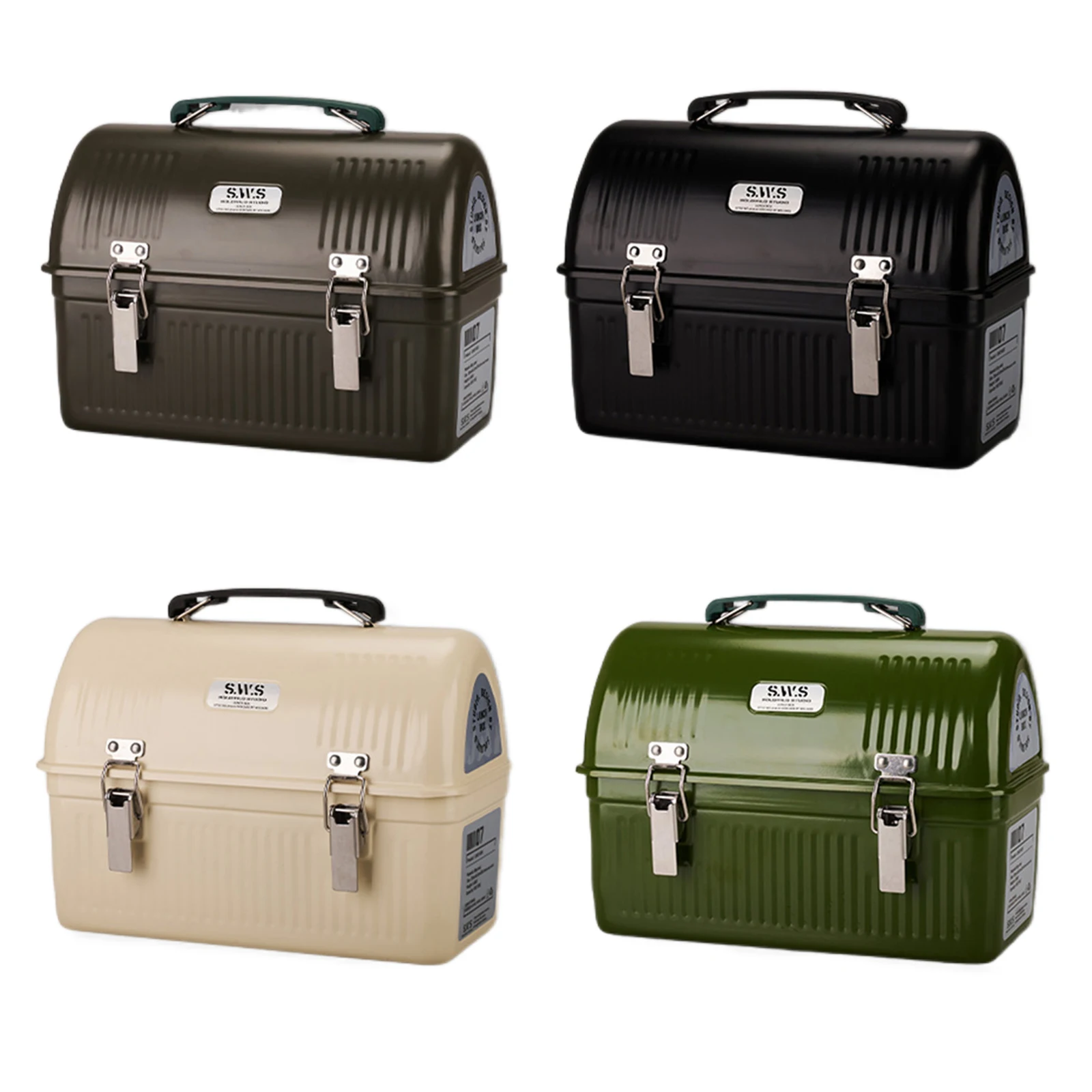 

Ланч-бокс с ручкой и защелкой, винтажный металлический контейнер для еды, ретро-контейнеры для хранения продуктов, напитков, бутылки для воды