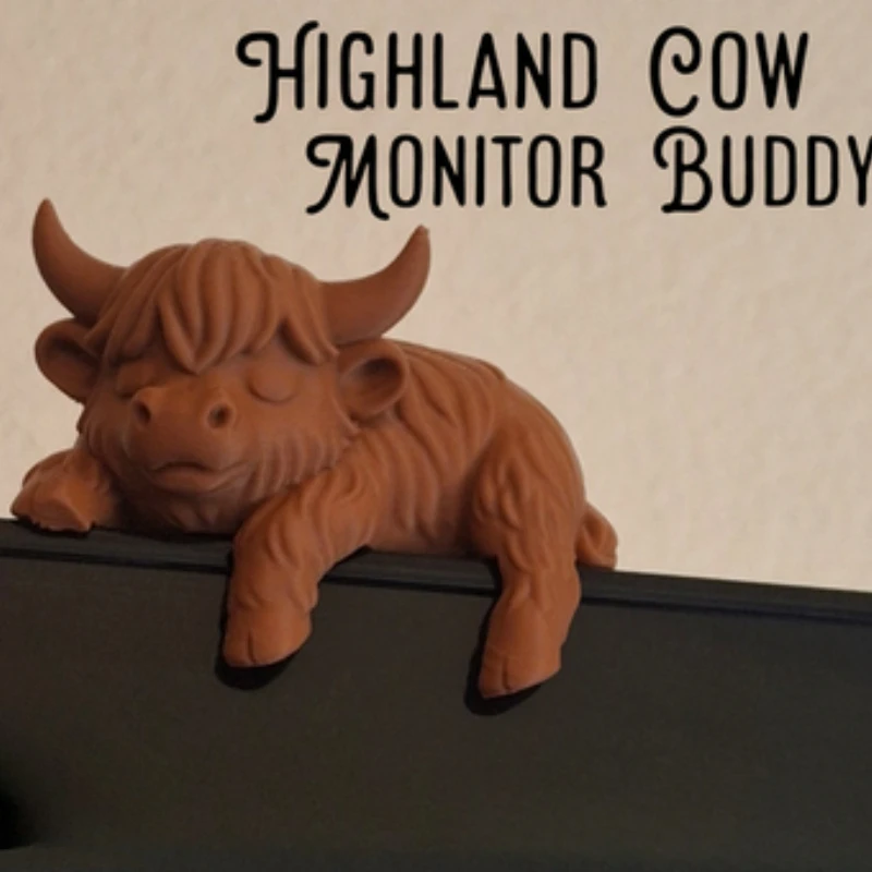 

1-Piece Highland Cow Figurine Computer Desk Decoration Sleeping Cow Desktop Ornament Cute Work Area Accessory Office/Home Aesthetic Room Decor Animal Lover's Gift