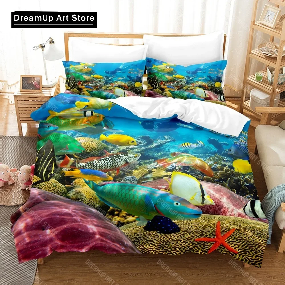 

Комплект постельного белья с 3D-принтом подводного мира, пододеяльник королевского размера, постельное белье для спальни, домашний текстиль, двойное детское пододеяльник, Прямая поставка