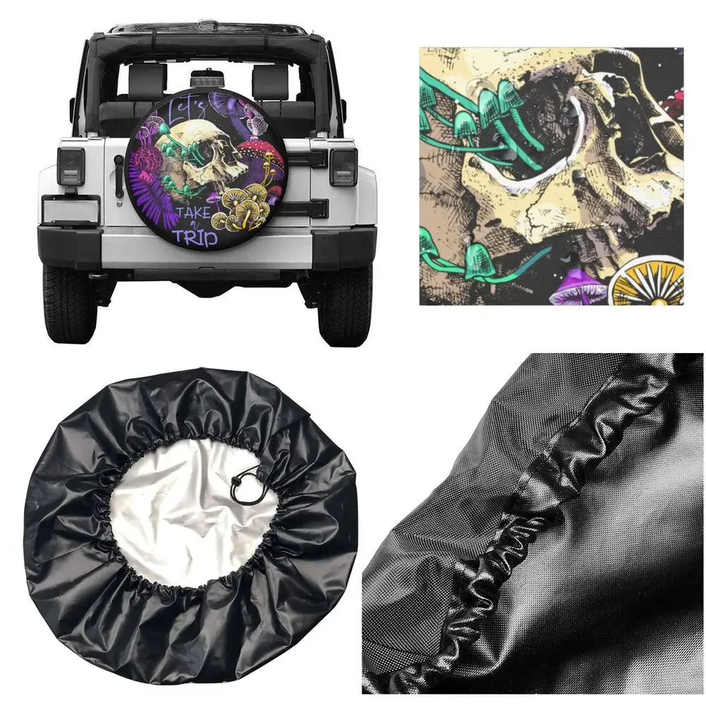 Clubdeer Mushroom Skull Spare Tire Cover Weatherproof Wheel Protectors Universal Fit for Trailer Rv SUV Truck 14 15 16 17 Inch