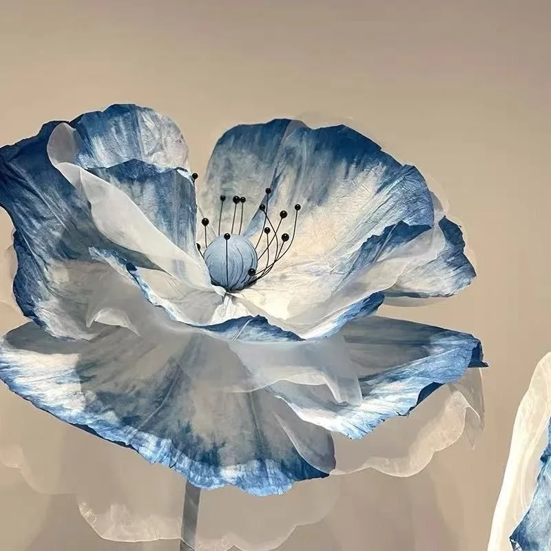 Giant tie-dye poppy simulation flower, wedding decoration props, large beautiful and decorative ornaments in the window