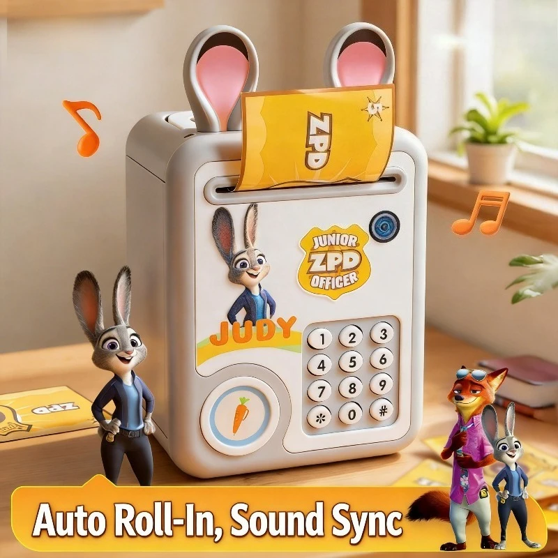 

Disney Cartoon Piggy Bank Nick and Judy Music Safe Deposit Box Storage Supplies Lovely Anime Merchandise Birthday Surprise Gift