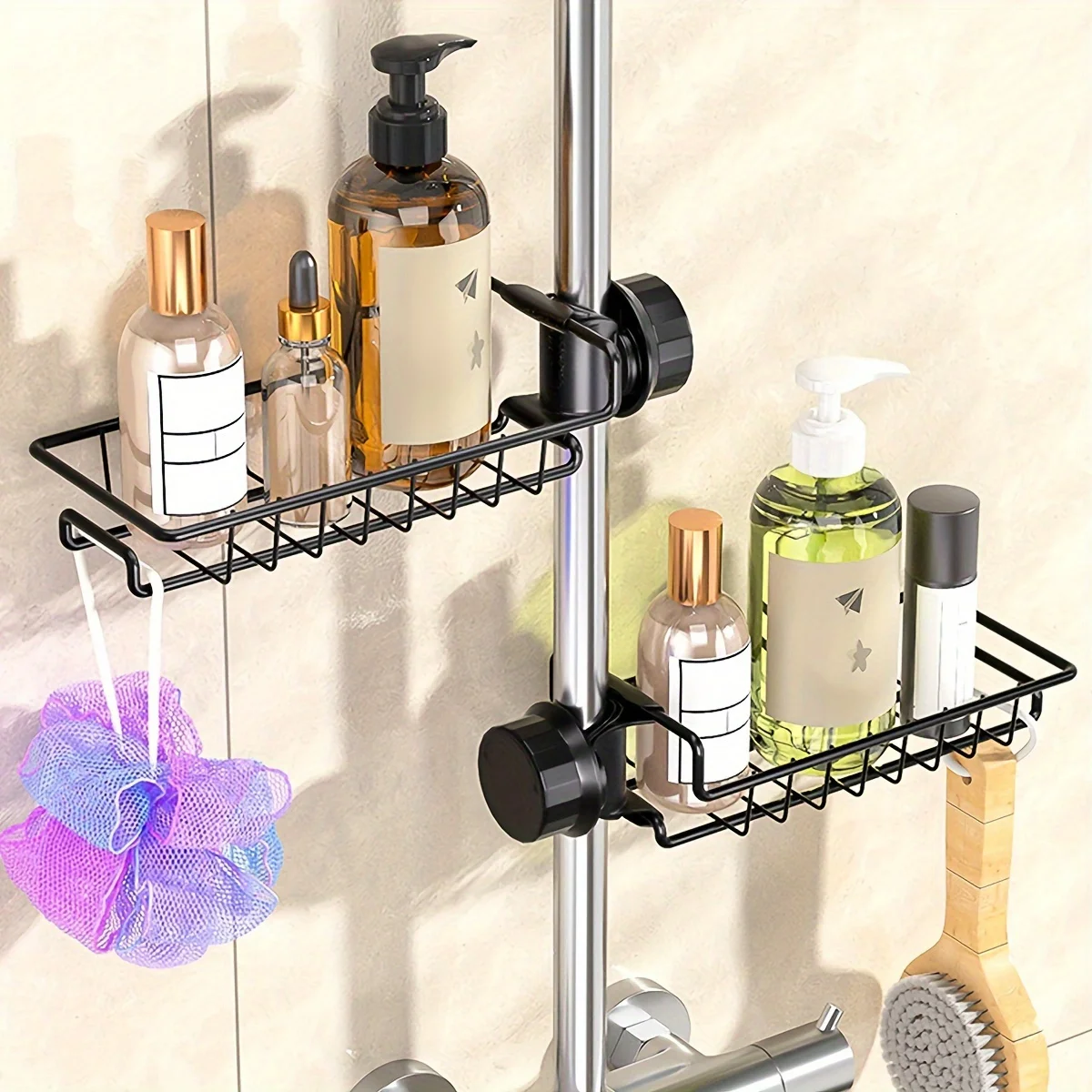 No Drill Adhesive/Insertion Soap Dish & Razor Holder Compatible for Shower Caddy System -Heavy-Duty Stainless Shower Shampoo Bar