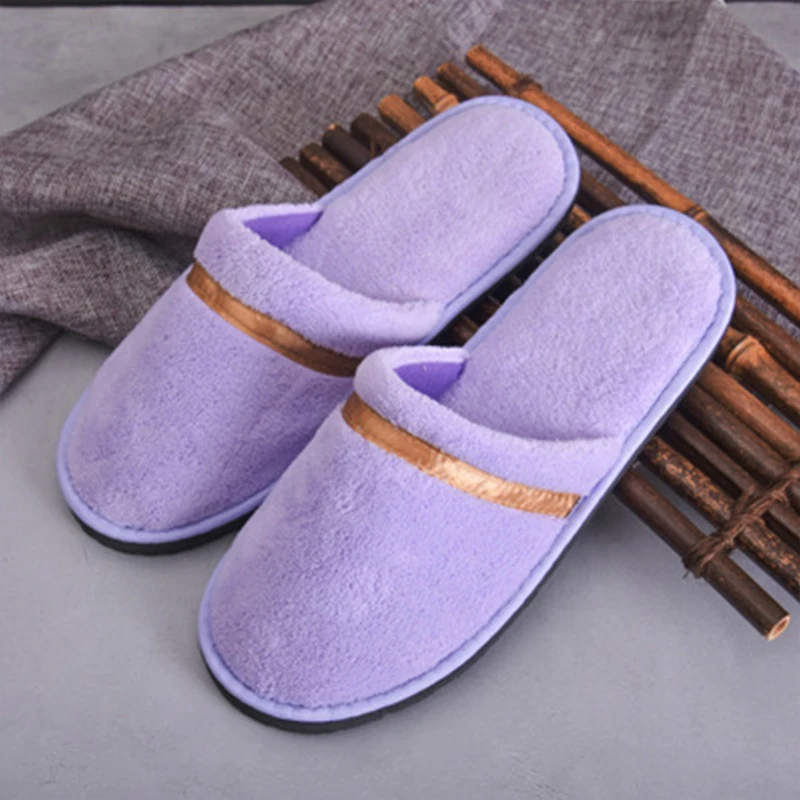 Hotel Slippers Non-slip Coral Fleece Slippers Sweat-absorbent Warm Slippers Home Guest Shoes Men Business Travel Passenger Shoes