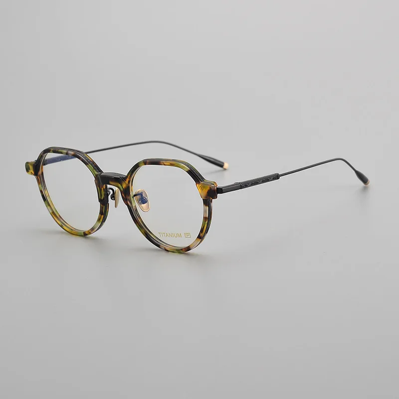 2024 Vintage Optical Eyeglasses Titanium Frame Round Myopia Prescription Glasses Women Handmade Eyeglasses Frames for Men