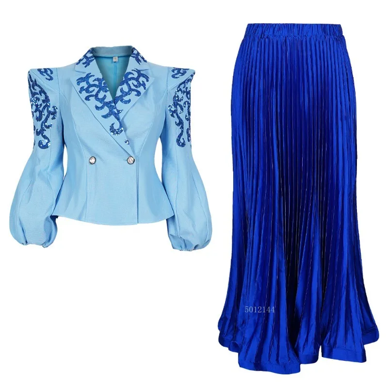 فستان أفريقي للمرأة سترة مطرزة بأكمام منتفخة فستان ماكسي مطوي أنيق لحفلات الزفاف مقاس كبير ملابس أفريقيا