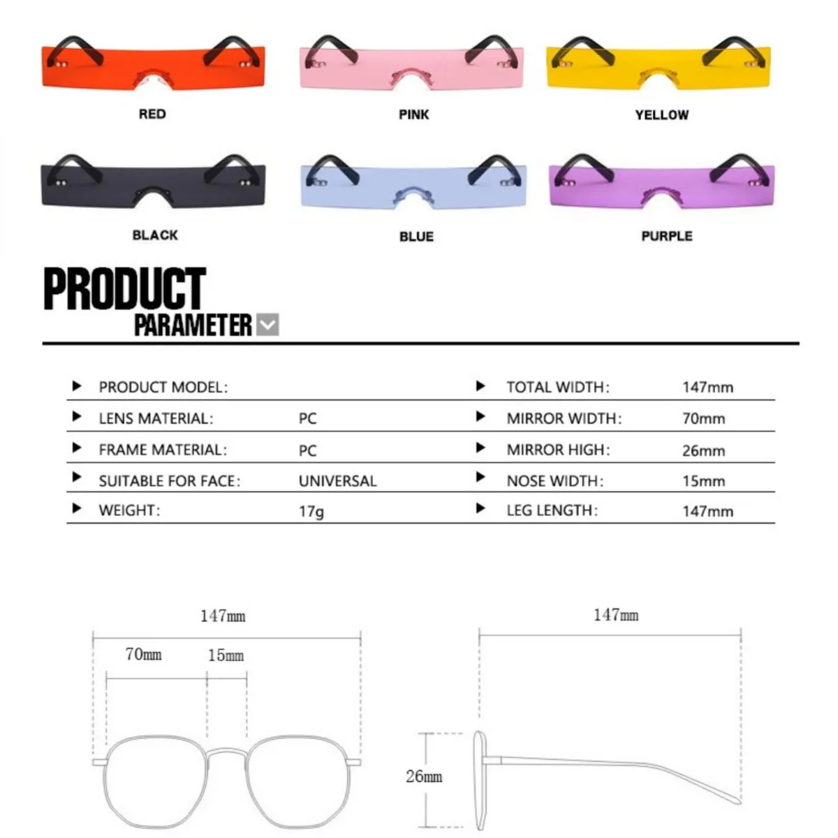 Fashion Small Rectangle Sunglasses Summer UV400 Eyewear 2023 Newest Trendy Women Men Rimless Cycling Retro Sun Glasses Shades