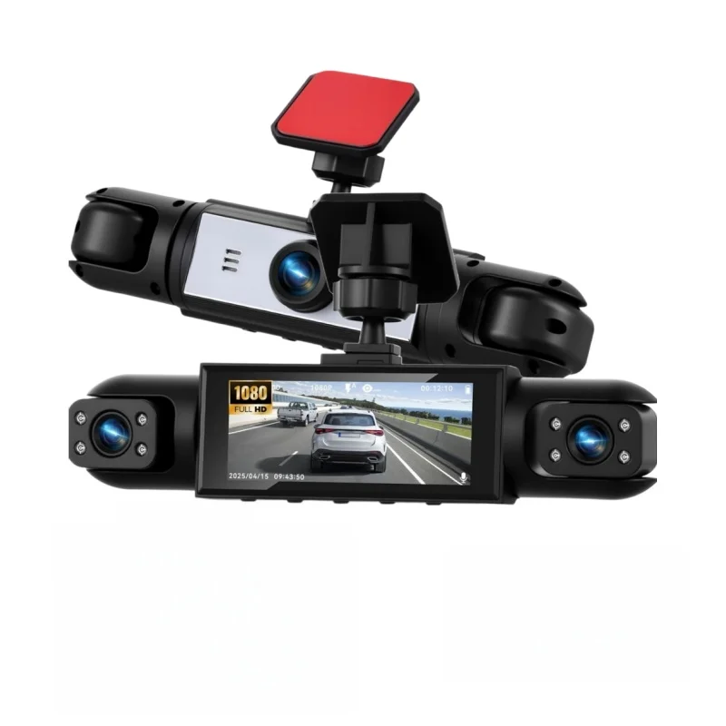 3/4-lens dashcam, 1080P HD, 360 °   Panoramische autodvr, 24-uurs parkeermonitor, G-sensor vergrendeling, lusopname