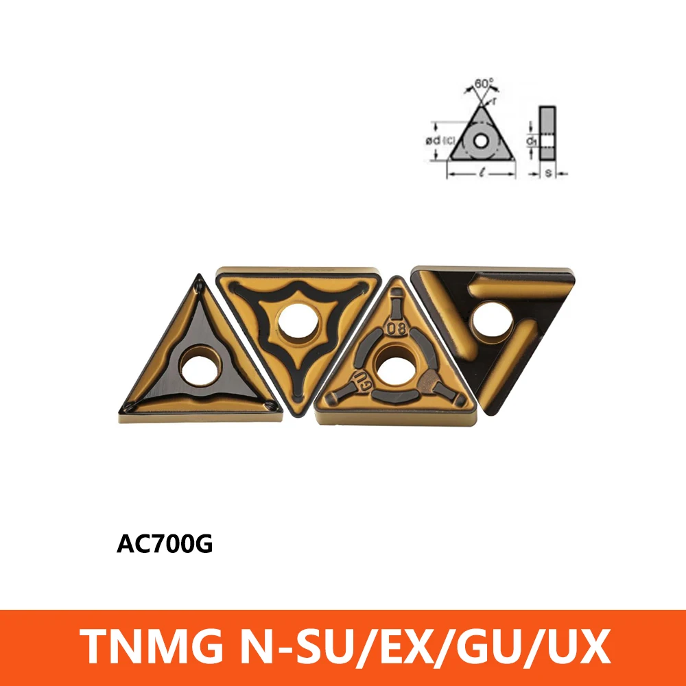 

Original TNMG TNMG160404 TNMG160408 TNMG160412 N-SU-EX-GU-UX-SX AC700G Carbide Inserts Tools CNC Lathe Cutter TNMG160404R-HM