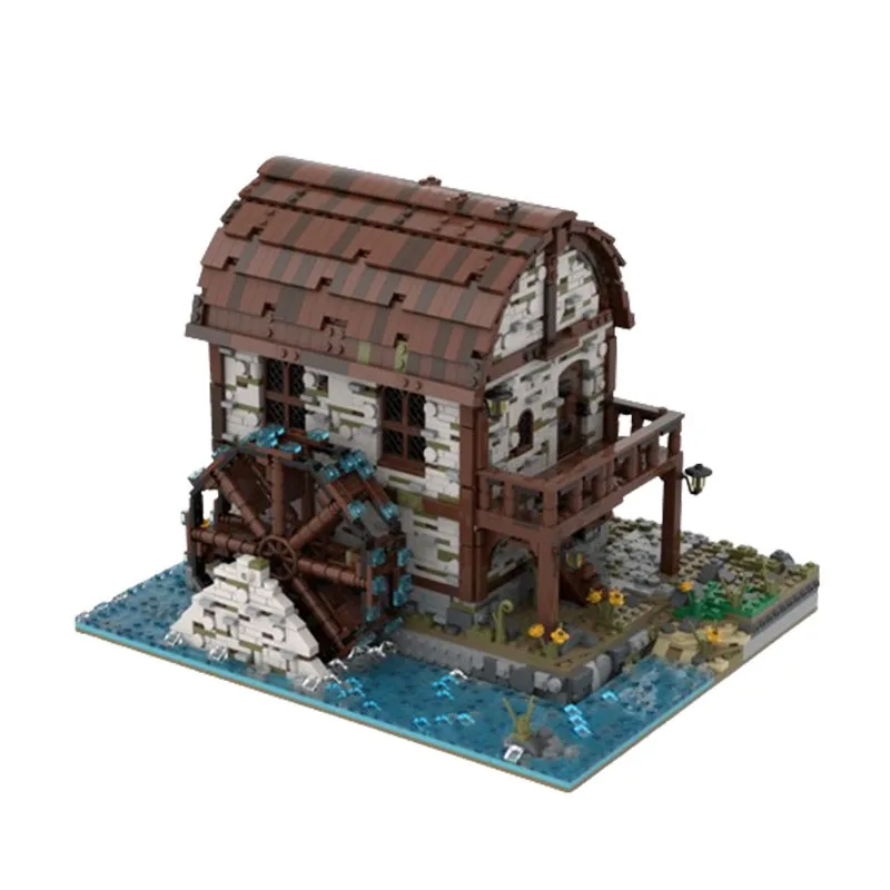 Bouwsteen MOC-169846 Middeleeuwse Molen Waterrad Gebouw 3268 Stuks Volwassen Kinderen Puzzel Onderwijs Verjaardag Kerst Speelgoed Cadeau