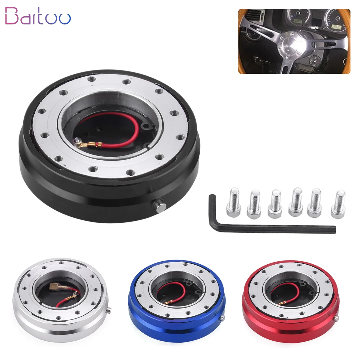 

Universal Thin Version 6 Hole Steering Wheel Quick Release Hub Adapter 6-Hole Snap Off Boss Kit QR003