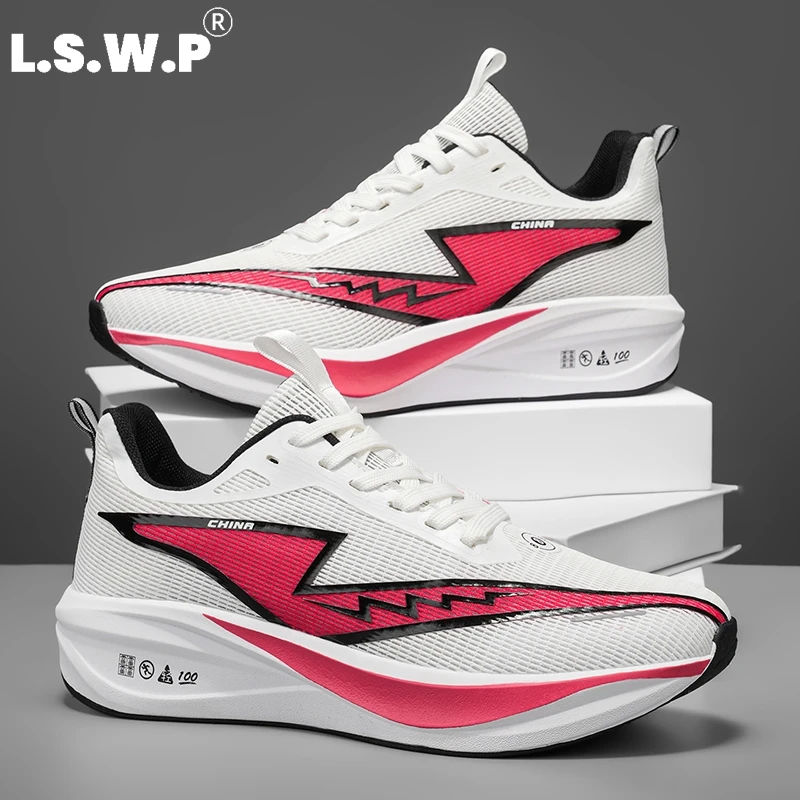 Men Performance Marathon Running Shoes Air Cushion Carbon Plate Support Comfortable Lining Jogging Athletic Sports Sneakers
