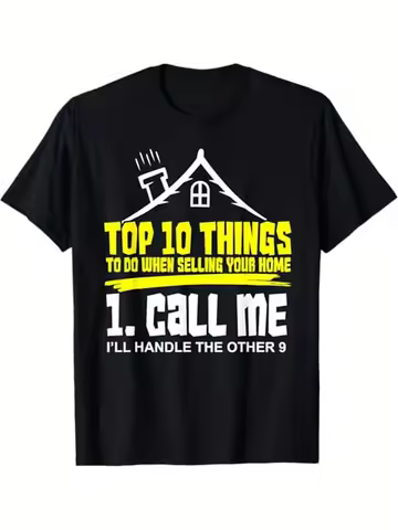 "Top 10 Things to Do When Selling Your Home" Realtor T-Shirt - 100% Cotton, Black Funny Tee