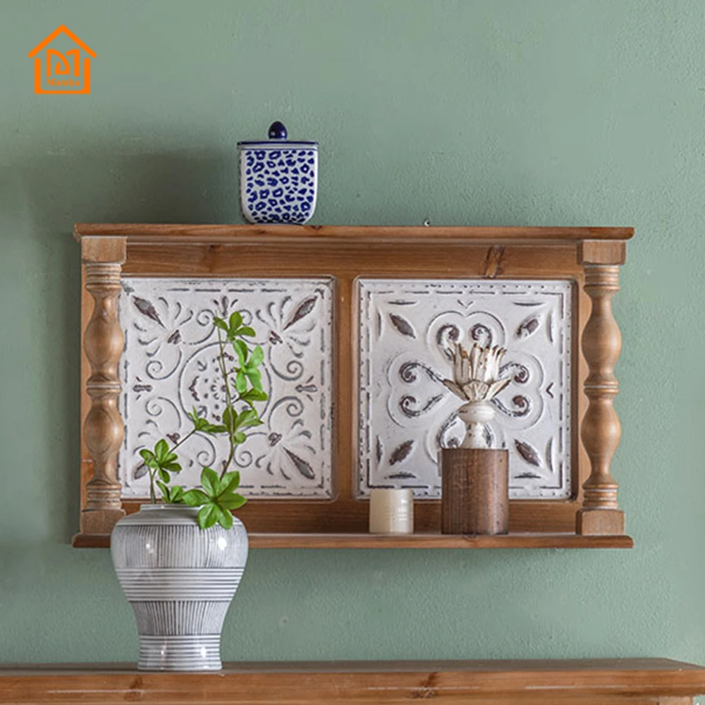 Multi-Function Rustic Wooden Floating Wall Shelf for Living Room or Kitchen Home Decor or Art Style Furniture
