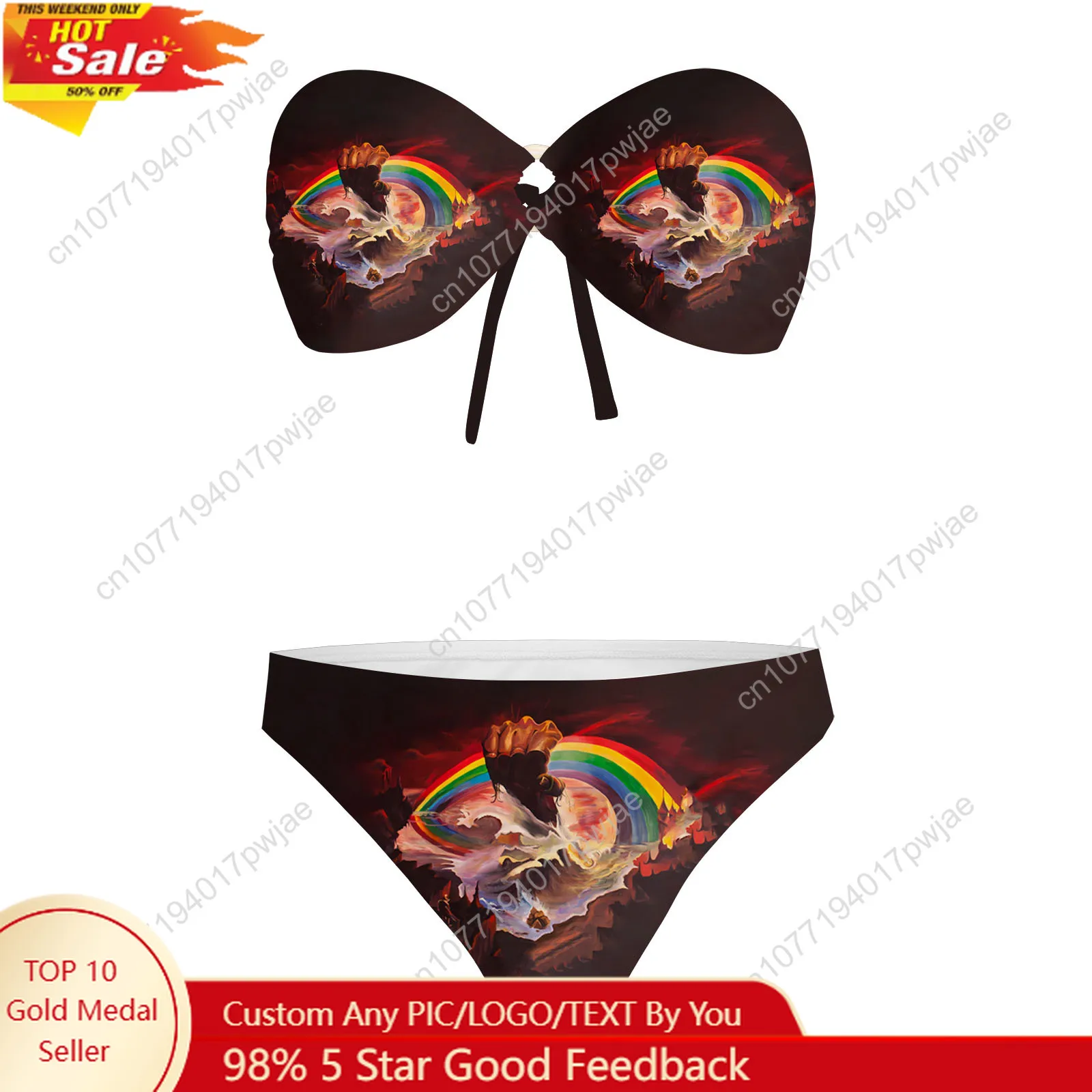 

Rainbow Rising Band Strapless Swimsuit Bikini Womens Bathing Suits Fashion Swimwear Pool Beach Sexy Bikini Customize Beachwear