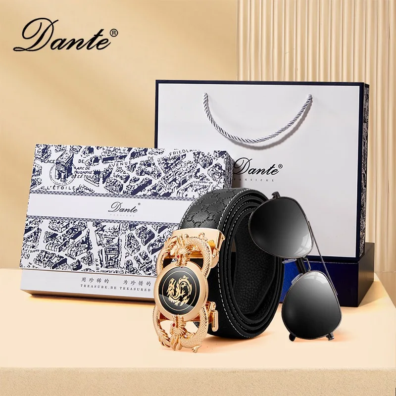 2025年新型高級ビジネスレジャーファッションメンズベルト-ギフトサングラス自動バックルレイヤーレザーベルトギフトボックスセット