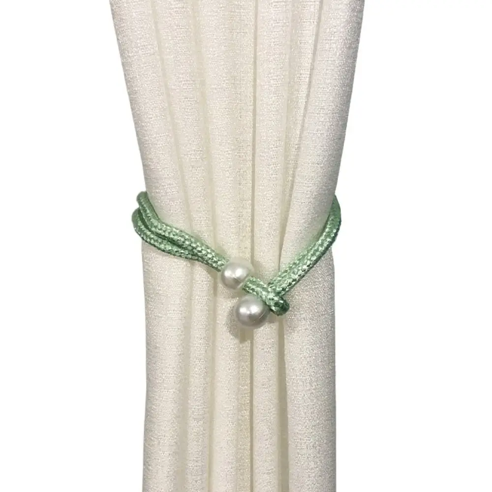 Small Pearl Pearl Curtain Clip Pull-Out Tie Adjust Length Freely Curtain Holders With Strap Installation-free Pearl Rope Home