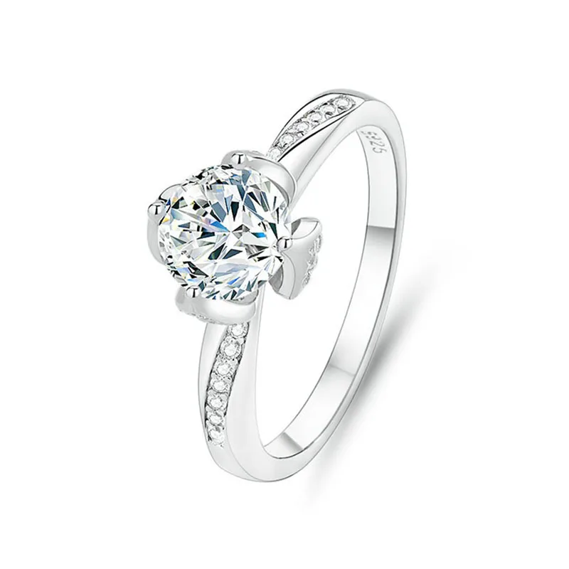 1 Carat Moissanite Lotus Ring For Women 925 Silver Party Proposal Wedding Anniversary Zircons Diamond Flower Cocktail Ring Gift