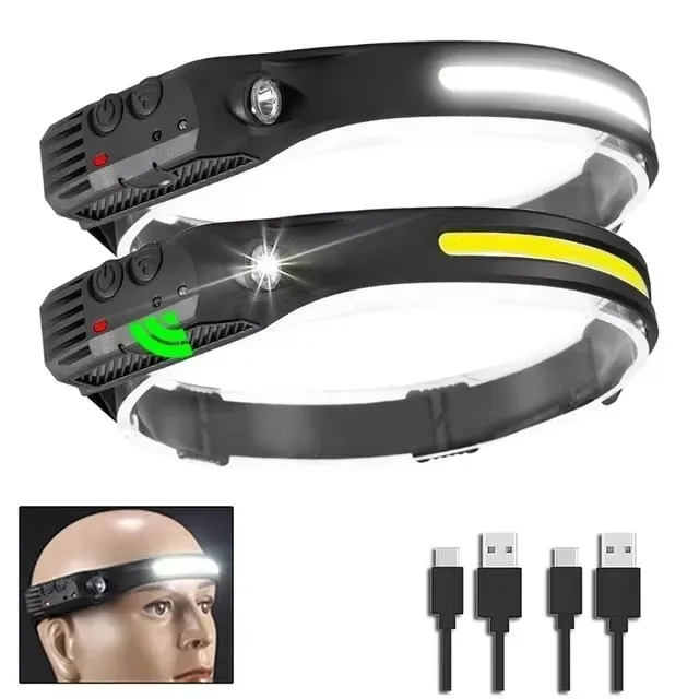 LED COB Sensor-Flutlicht Wiederaufladbare Arbeitsleuchte Stirnlampe Notfallbeleuchtung Outdoor Wasserdichte Camping- und Angellampe